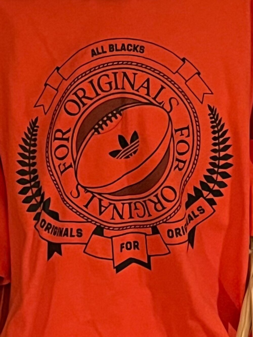 Adidas Originals x All Blacks Orange Graphic Tee XS